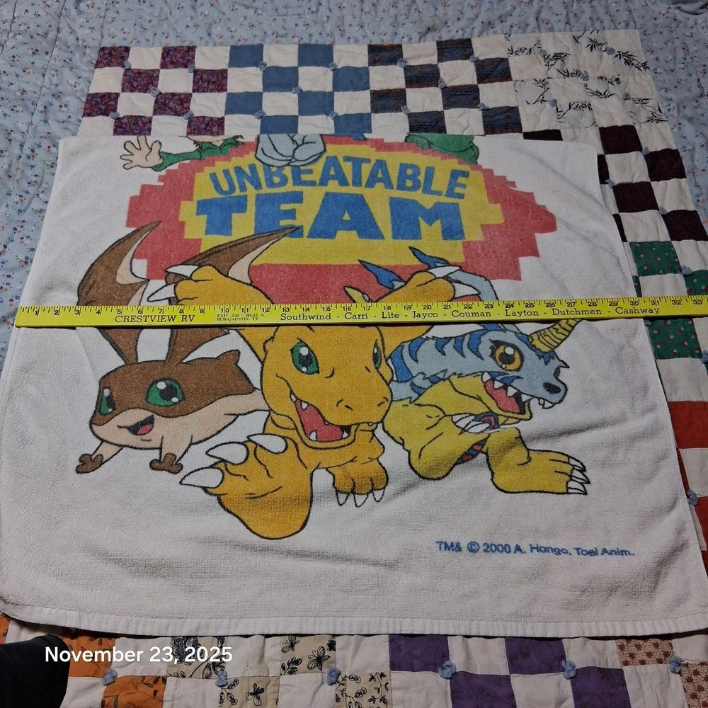 Vintage Digimon Digital Monsters Bath Towel Y2K 2000 Unbeatable Team H2F‎